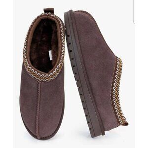 Evellyhootd Womens 6.5/ 37 Suede Ankle Slippers Faux Fur Lining Splash-Proof